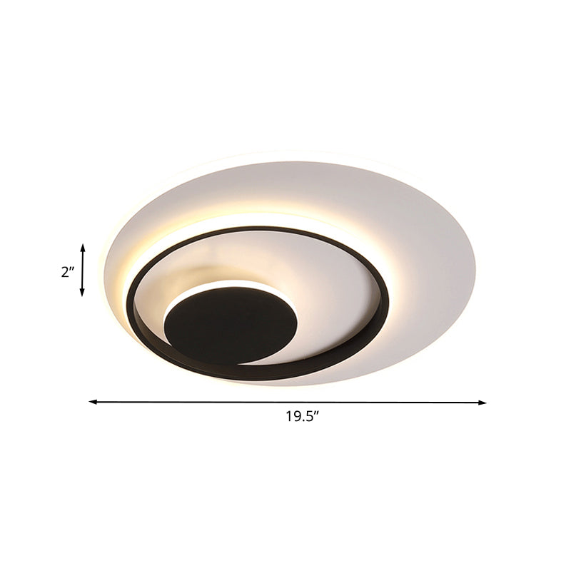 Acrylic Circle Ceiling Flush Minimalist White and Black LED Flush Mount Lighting in White/Warm Light, 16"/19.5" Wide Clearhalo 'Ceiling Lights' 'Close To Ceiling Lights' 'Close to ceiling' 'Flush mount' Lighting' 787437