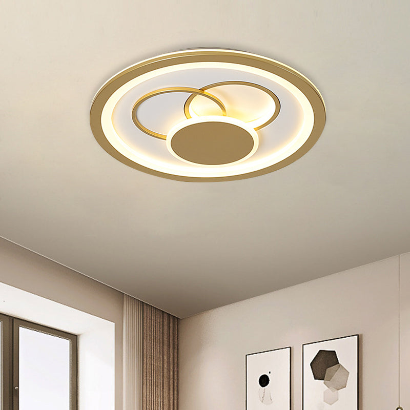 16"/19.5" Dia Acrylic Round Flush Mount Fixture Modernist LED Flushmount in Gold, Warm/White Light Gold Clearhalo 'Ceiling Lights' 'Close To Ceiling Lights' 'Close to ceiling' 'Flush mount' Lighting' 787446