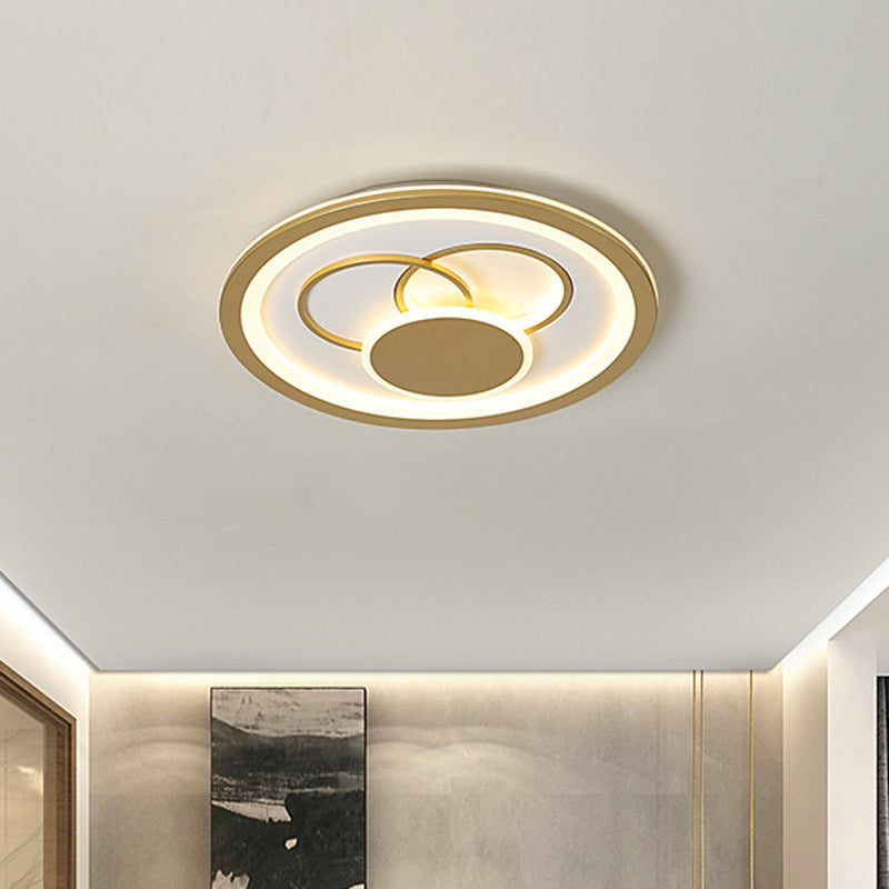 16"/19.5" Dia Acrylic Round Flush Mount Fixture Modernist LED Flushmount in Gold, Warm/White Light Clearhalo 'Ceiling Lights' 'Close To Ceiling Lights' 'Close to ceiling' 'Flush mount' Lighting' 787447