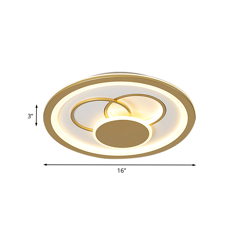 16"/19.5" Dia Acrylic Round Flush Mount Fixture Modernist LED Flushmount in Gold, Warm/White Light Clearhalo 'Ceiling Lights' 'Close To Ceiling Lights' 'Close to ceiling' 'Flush mount' Lighting' 787449