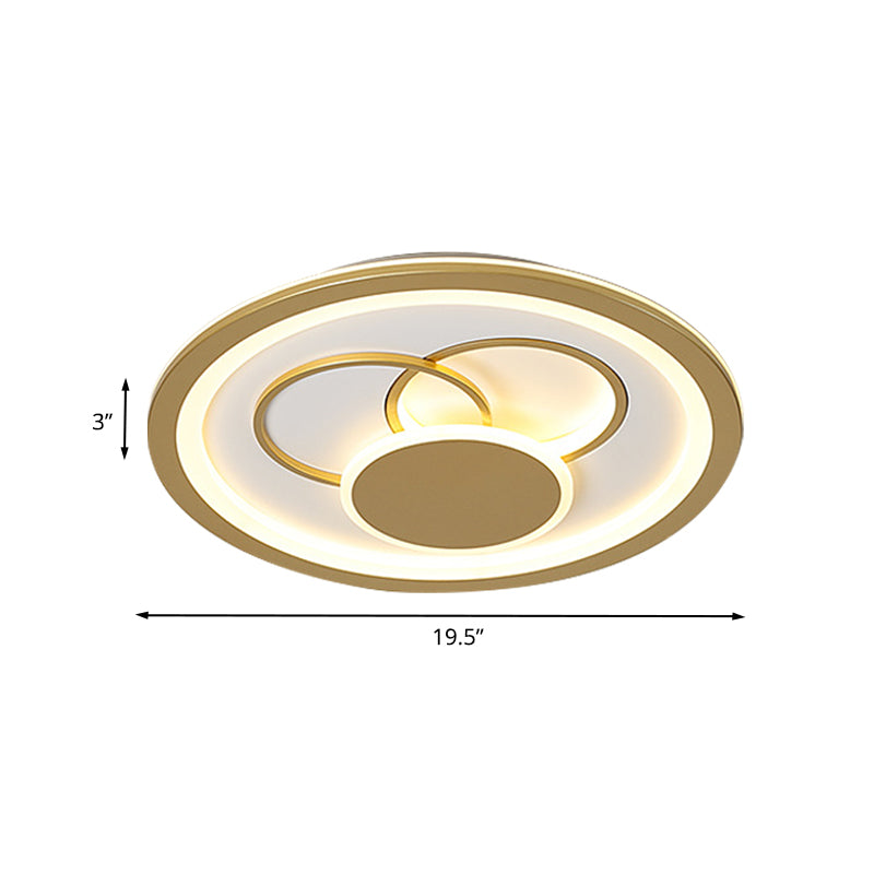 16"/19.5" Dia Acrylic Round Flush Mount Fixture Modernist LED Flushmount in Gold, Warm/White Light Clearhalo 'Ceiling Lights' 'Close To Ceiling Lights' 'Close to ceiling' 'Flush mount' Lighting' 787450