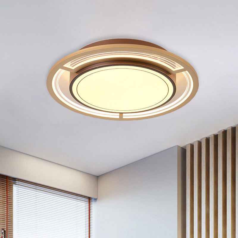 Round Bedroom Flush Light Fixture Metal LED Modernism Ceiling Mounted Lamp in Brown Brown Clearhalo 'Ceiling Lights' 'Close To Ceiling Lights' 'Close to ceiling' 'Flush mount' Lighting' 787455