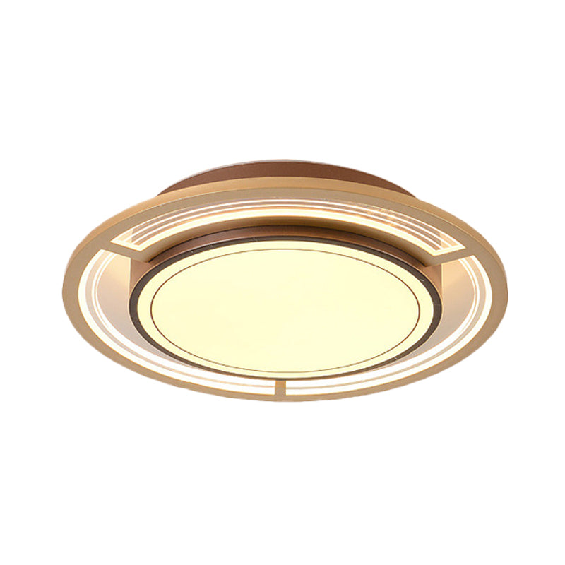 Round Bedroom Flush Light Fixture Metal LED Modernism Ceiling Mounted Lamp in Brown Clearhalo 'Ceiling Lights' 'Close To Ceiling Lights' 'Close to ceiling' 'Flush mount' Lighting' 787457