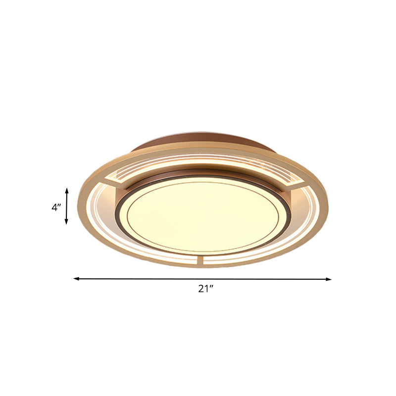 Round Bedroom Flush Light Fixture Metal LED Modernism Ceiling Mounted Lamp in Brown Clearhalo 'Ceiling Lights' 'Close To Ceiling Lights' 'Close to ceiling' 'Flush mount' Lighting' 787458