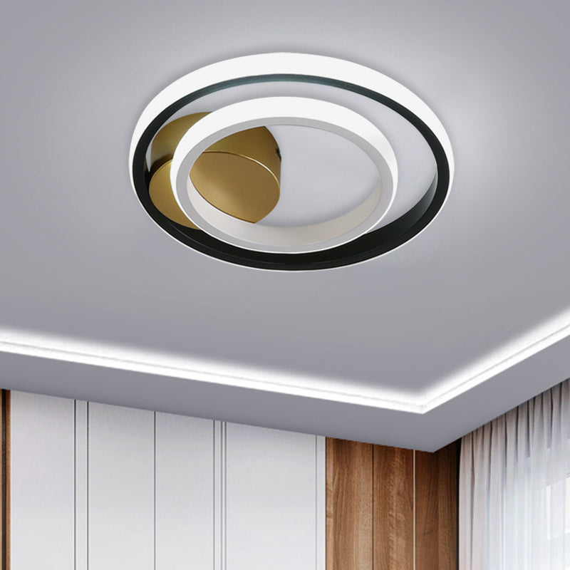 White and Black Round/Square Ring Flushmount Minimalist LED Acrylic Flush Mount Ceiling Light Fixture Black-White Round Clearhalo 'Ceiling Lights' 'Close To Ceiling Lights' 'Close to ceiling' 'Flush mount' Lighting' 787472