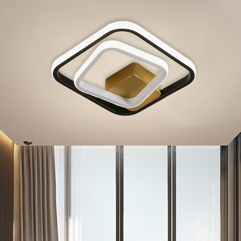 White and Black Round/Square Ring Flushmount Minimalist LED Acrylic Flush Mount Ceiling Light Fixture Clearhalo 'Ceiling Lights' 'Close To Ceiling Lights' 'Close to ceiling' 'Flush mount' Lighting' 787477