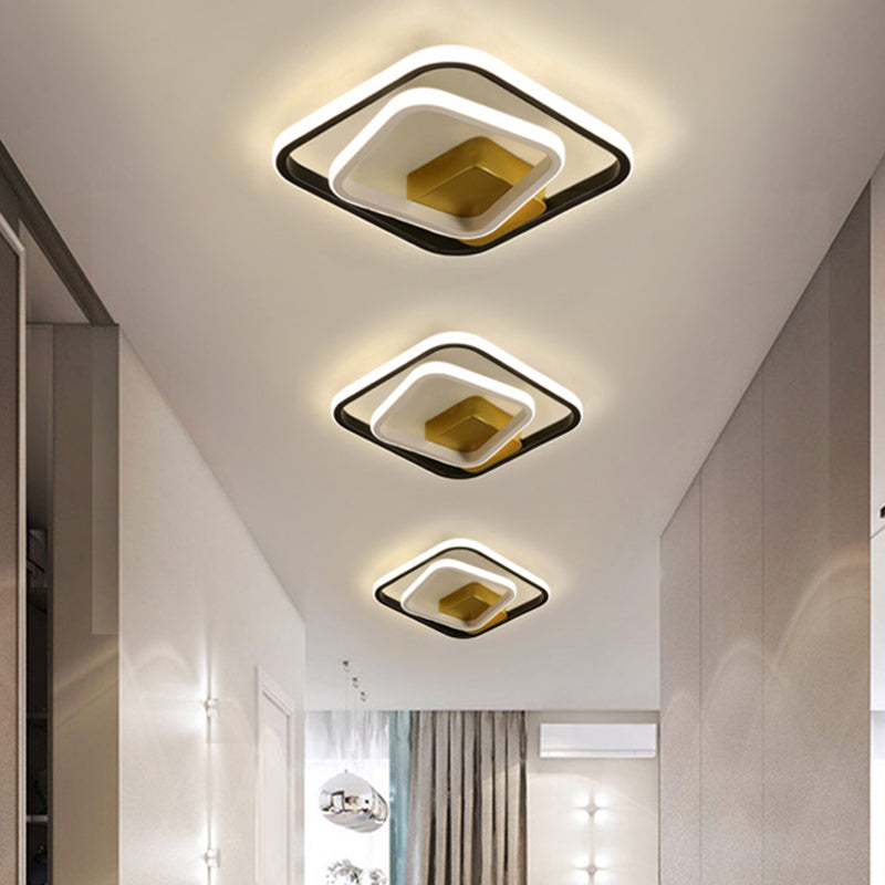 White and Black Round/Square Ring Flushmount Minimalist LED Acrylic Flush Mount Ceiling Light Fixture Clearhalo 'Ceiling Lights' 'Close To Ceiling Lights' 'Close to ceiling' 'Flush mount' Lighting' 787478