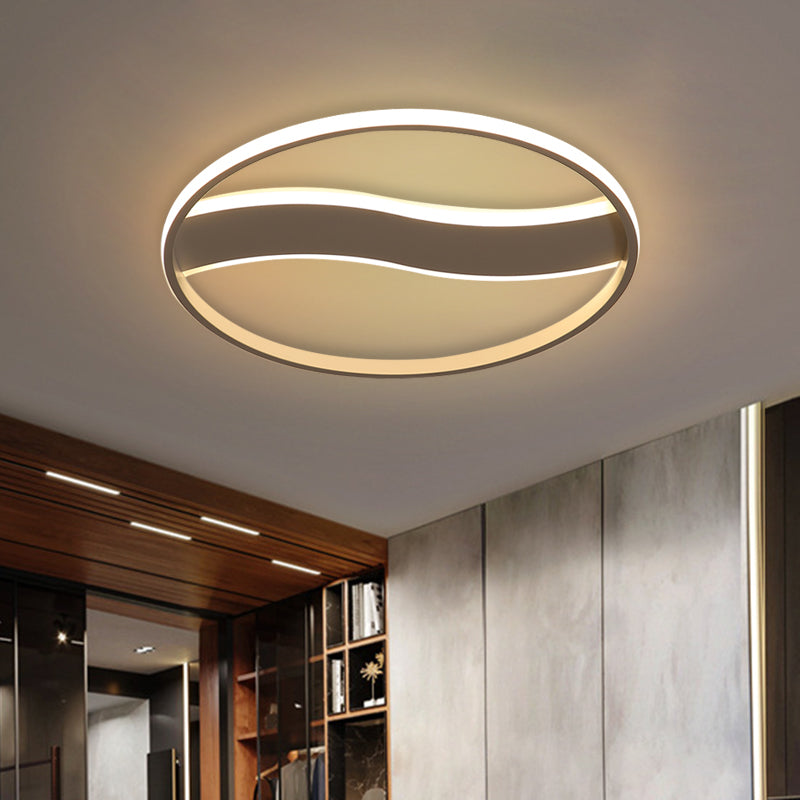 Wave and Ring Flushmount Modern Acrylic 16"/19.5"/23.5" Dia LED White Flush Mount Fixture in White/Warm Light White Clearhalo 'Ceiling Lights' 'Close To Ceiling Lights' 'Close to ceiling' 'Flush mount' Lighting' 787481