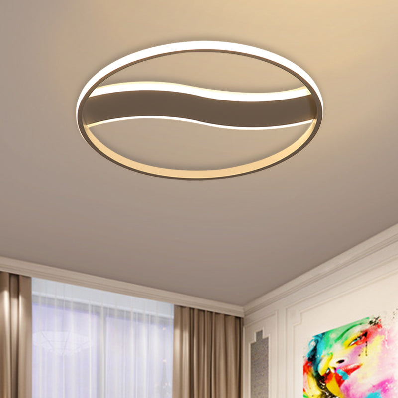 Wave and Ring Flushmount Modern Acrylic 16"/19.5"/23.5" Dia LED White Flush Mount Fixture in White/Warm Light Clearhalo 'Ceiling Lights' 'Close To Ceiling Lights' 'Close to ceiling' 'Flush mount' Lighting' 787482