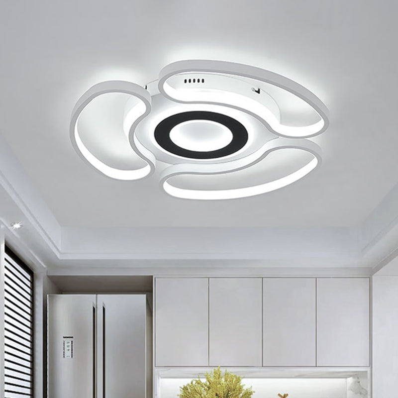 Acrylic Arc-Loop Flush Mount Fixture Modern LED Ceiling Flush in White for Bedroom, Warm/White Light White Clearhalo 'Ceiling Lights' 'Close To Ceiling Lights' 'Close to ceiling' 'Flush mount' Lighting' 787491