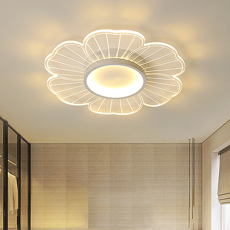 White Flower Flushmount Lamp Contemporary 16.5"/20.5"/24.5" Wide LED Acrylic Ultra-Thin Flush Mount in White/Warm Light Clearhalo 'Ceiling Lights' 'Close To Ceiling Lights' 'Close to ceiling' 'Flush mount' Lighting' 787496