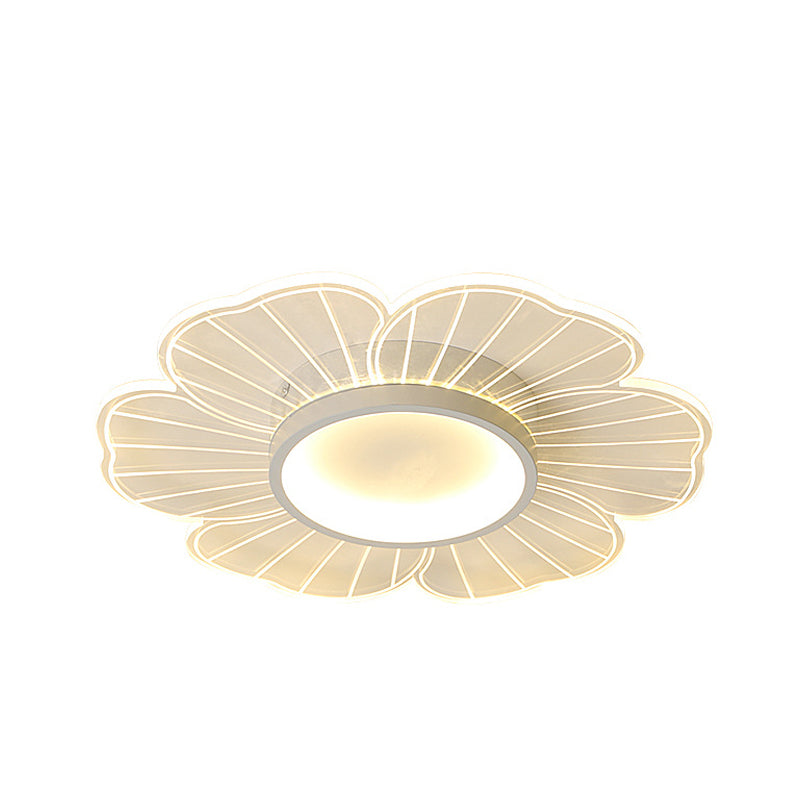 White Flower Flushmount Lamp Contemporary 16.5"/20.5"/24.5" Wide LED Acrylic Ultra-Thin Flush Mount in White/Warm Light Clearhalo 'Ceiling Lights' 'Close To Ceiling Lights' 'Close to ceiling' 'Flush mount' Lighting' 787497