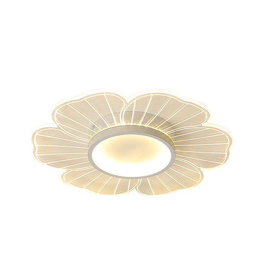 White Flower Flushmount Lamp Contemporary 16.5"/20.5"/24.5" Wide LED Acrylic Ultra-Thin Flush Mount in White/Warm Light Clearhalo 'Ceiling Lights' 'Close To Ceiling Lights' 'Close to ceiling' 'Flush mount' Lighting' 787497