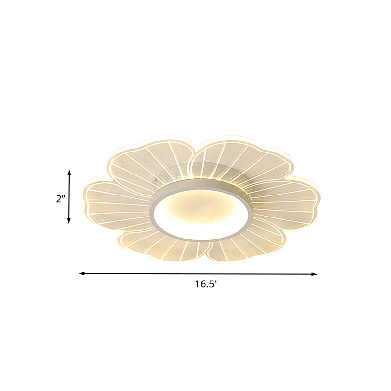 White Flower Flushmount Lamp Contemporary 16.5"/20.5"/24.5" Wide LED Acrylic Ultra-Thin Flush Mount in White/Warm Light Clearhalo 'Ceiling Lights' 'Close To Ceiling Lights' 'Close to ceiling' 'Flush mount' Lighting' 787498