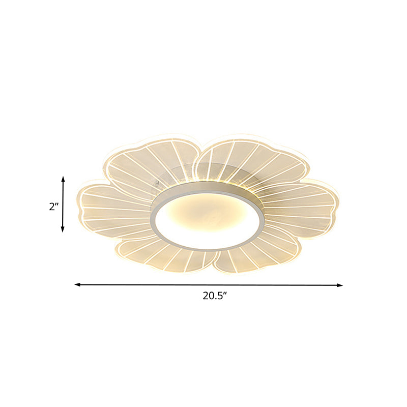 White Flower Flushmount Lamp Contemporary 16.5"/20.5"/24.5" Wide LED Acrylic Ultra-Thin Flush Mount in White/Warm Light Clearhalo 'Ceiling Lights' 'Close To Ceiling Lights' 'Close to ceiling' 'Flush mount' Lighting' 787499