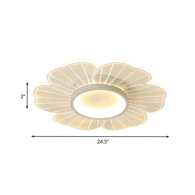 White Flower Flushmount Lamp Contemporary 16.5"/20.5"/24.5" Wide LED Acrylic Ultra-Thin Flush Mount in White/Warm Light Clearhalo 'Ceiling Lights' 'Close To Ceiling Lights' 'Close to ceiling' 'Flush mount' Lighting' 787500