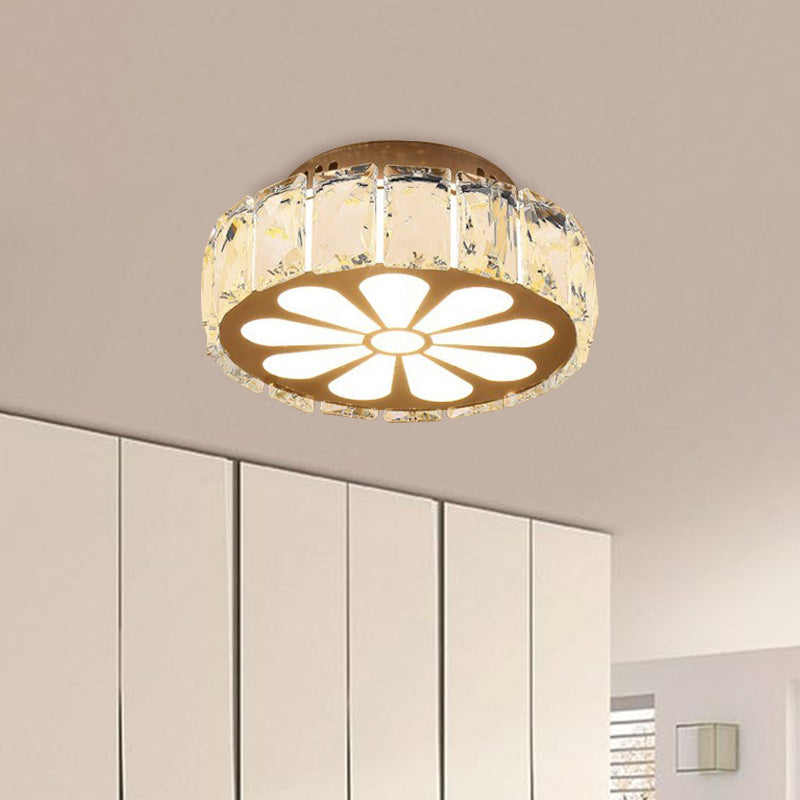 Prismatic Crystal Chrome Ceiling Flush Flower Patterned Circle Modernist LED Flush Mount Light Fixture Chrome B Clearhalo 'Ceiling Lights' 'Close To Ceiling Lights' 'Close to ceiling' 'Flush mount' Lighting' 787501