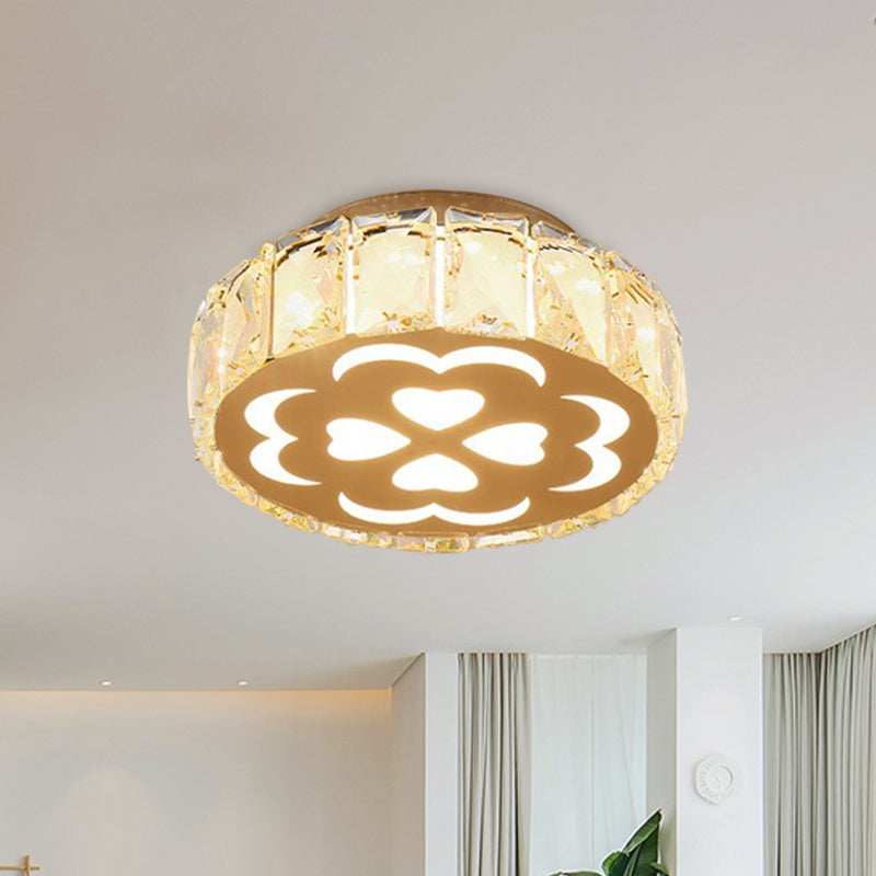 Prismatic Crystal Chrome Ceiling Flush Flower Patterned Circle Modernist LED Flush Mount Light Fixture Clearhalo 'Ceiling Lights' 'Close To Ceiling Lights' 'Close to ceiling' 'Flush mount' Lighting' 787507