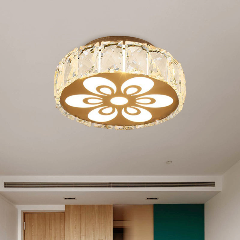 Prismatic Crystal Chrome Ceiling Flush Flower Patterned Circle Modernist LED Flush Mount Light Fixture Clearhalo 'Ceiling Lights' 'Close To Ceiling Lights' 'Close to ceiling' 'Flush mount' Lighting' 787511