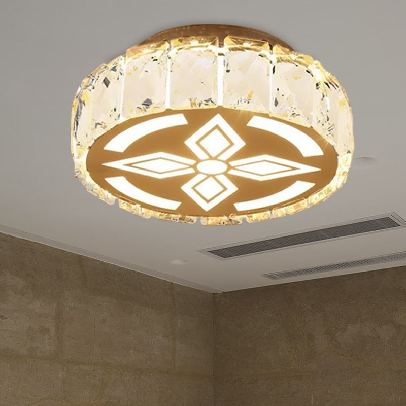 Prismatic Crystal Chrome Ceiling Flush Flower Patterned Circle Modernist LED Flush Mount Light Fixture Chrome D Clearhalo 'Ceiling Lights' 'Close To Ceiling Lights' 'Close to ceiling' 'Flush mount' Lighting' 787513