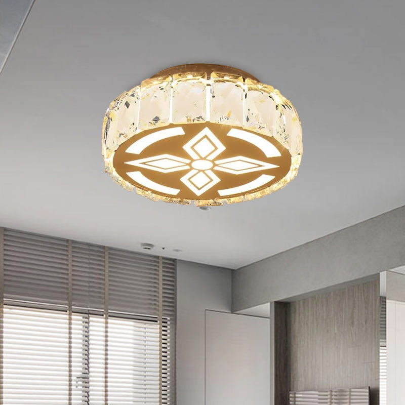 Prismatic Crystal Chrome Ceiling Flush Flower Patterned Circle Modernist LED Flush Mount Light Fixture Clearhalo 'Ceiling Lights' 'Close To Ceiling Lights' 'Close to ceiling' 'Flush mount' Lighting' 787514