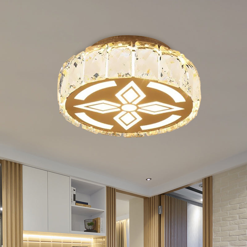 Prismatic Crystal Chrome Ceiling Flush Flower Patterned Circle Modernist LED Flush Mount Light Fixture Clearhalo 'Ceiling Lights' 'Close To Ceiling Lights' 'Close to ceiling' 'Flush mount' Lighting' 787515