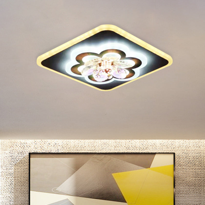 Contemporary Floral Flush Lighting Acrylic LED Foyer Flush Lamp in White with Crystal Accent Clearhalo 'Ceiling Lights' 'Close To Ceiling Lights' 'Close to ceiling' 'Flush mount' Lighting' 787534