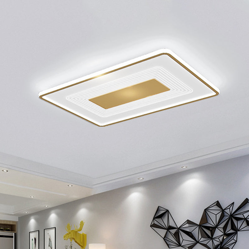 16"/35.5" L Square/Rectangle Flushmount Modern Acrylic Living Room LED Flush Light in Gold, White/Warm Light Gold 35.5" Clearhalo 'Ceiling Lights' 'Close To Ceiling Lights' 'Close to ceiling' 'Flush mount' Lighting' 787541