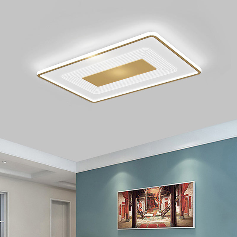 16"/35.5" L Square/Rectangle Flushmount Modern Acrylic Living Room LED Flush Light in Gold, White/Warm Light Clearhalo 'Ceiling Lights' 'Close To Ceiling Lights' 'Close to ceiling' 'Flush mount' Lighting' 787542