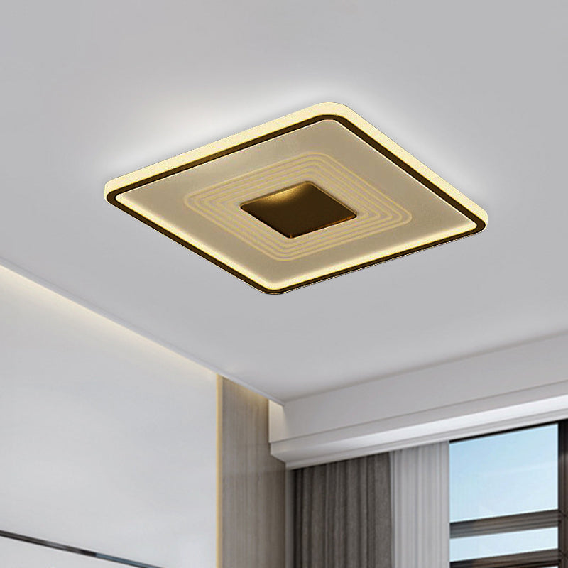 16"/35.5" L Square/Rectangle Flushmount Modern Acrylic Living Room LED Flush Light in Gold, White/Warm Light Gold 16" Clearhalo 'Ceiling Lights' 'Close To Ceiling Lights' 'Close to ceiling' 'Flush mount' Lighting' 787545