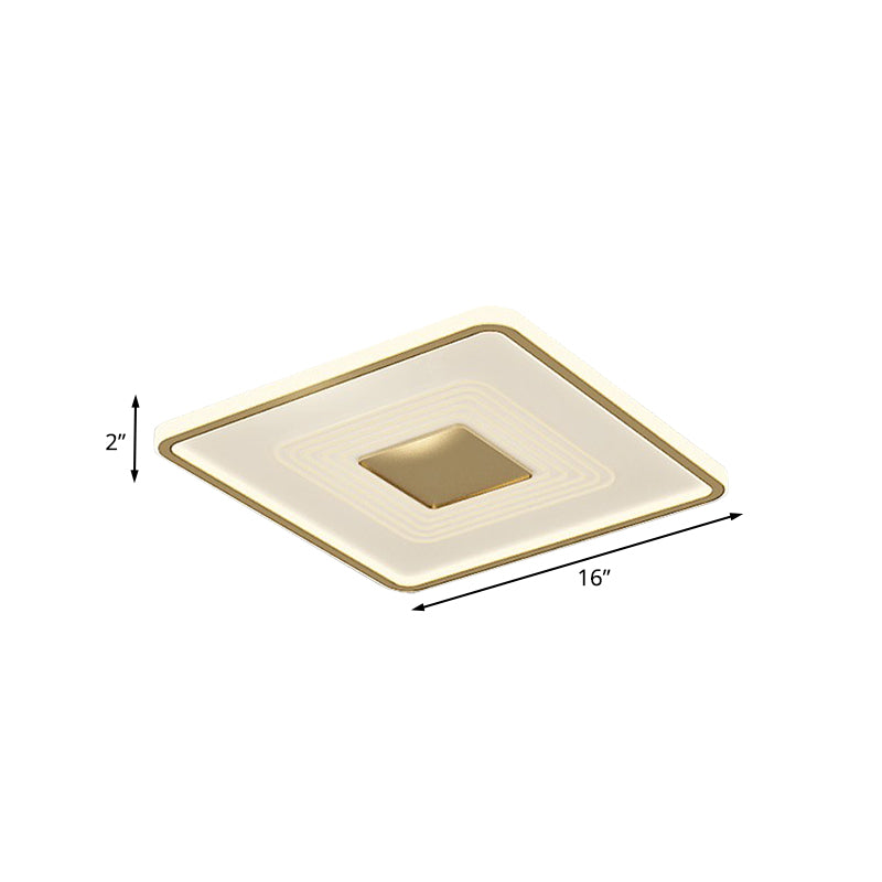 16"/35.5" L Square/Rectangle Flushmount Modern Acrylic Living Room LED Flush Light in Gold, White/Warm Light Clearhalo 'Ceiling Lights' 'Close To Ceiling Lights' 'Close to ceiling' 'Flush mount' Lighting' 787549