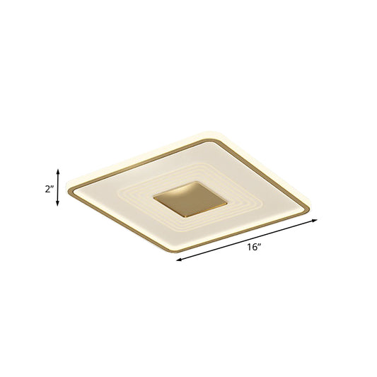 16"/35.5" L Square/Rectangle Flushmount Modern Acrylic Living Room LED Flush Light in Gold, White/Warm Light Clearhalo 'Ceiling Lights' 'Close To Ceiling Lights' 'Close to ceiling' 'Flush mount' Lighting' 787549