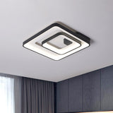 Square Frame Bedroom Flush Light Acrylic 16.5"/20.5" W LED Minimal Flush Mount in Black, White/Warm Light Black Clearhalo 'Ceiling Lights' 'Close To Ceiling Lights' 'Close to ceiling' 'Flush mount' Lighting' 787586