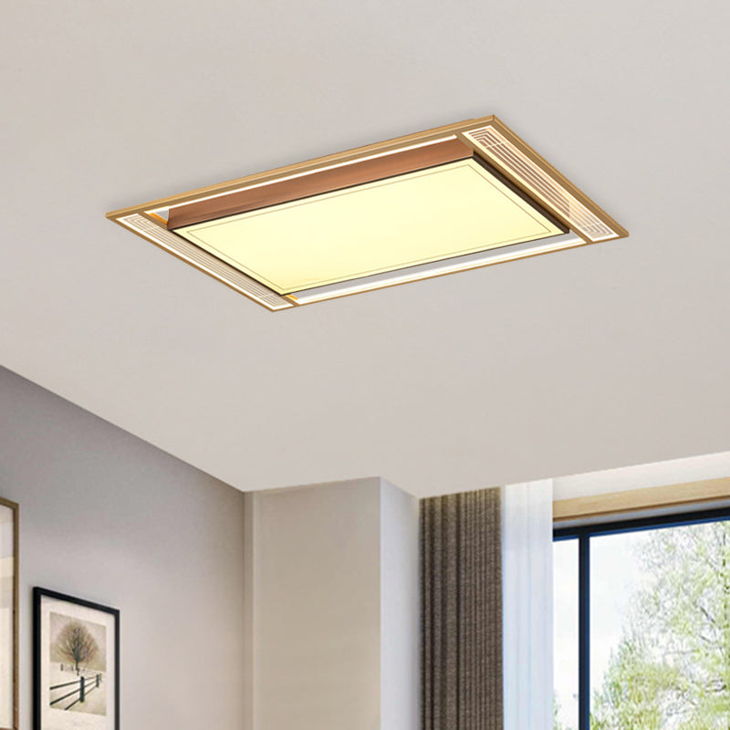 Brown Square/Rectangle Flush Mount Modernist LED Metallic Flush Ceiling Light Fixture, 21"/39" Length Clearhalo 'Ceiling Lights' 'Close To Ceiling Lights' 'Close to ceiling' 'Flush mount' Lighting' 787597