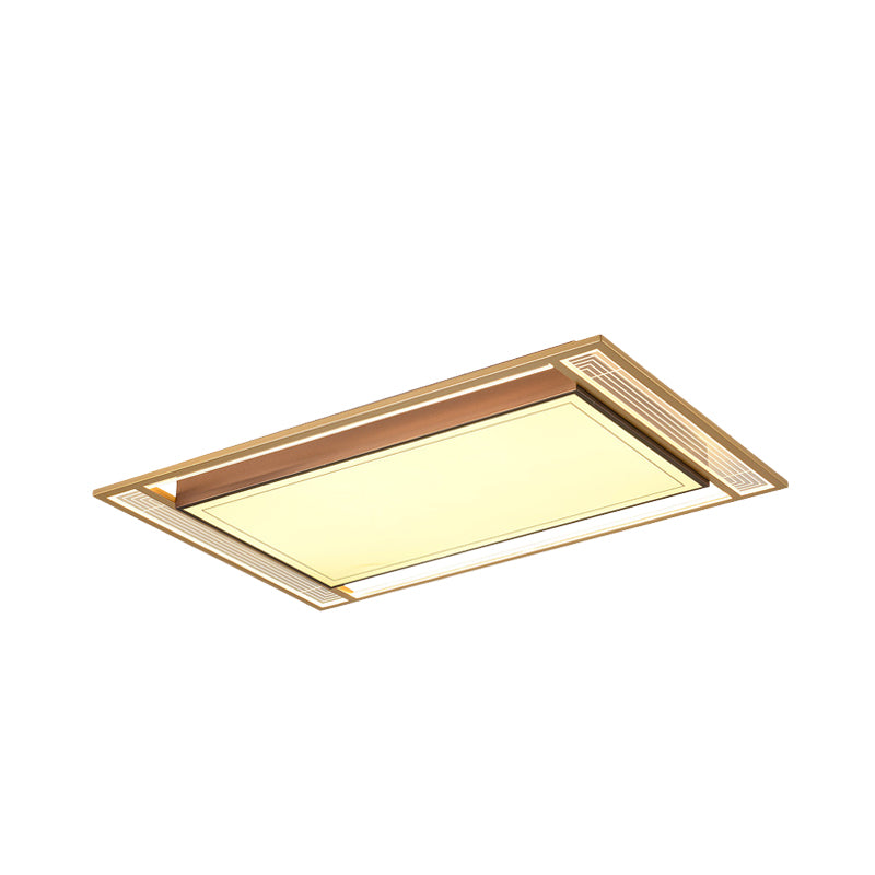 Brown Square/Rectangle Flush Mount Modernist LED Metallic Flush Ceiling Light Fixture, 21"/39" Length Clearhalo 'Ceiling Lights' 'Close To Ceiling Lights' 'Close to ceiling' 'Flush mount' Lighting' 787598