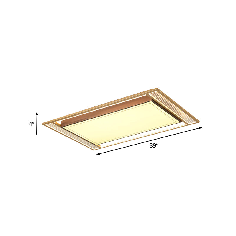 Brown Square/Rectangle Flush Mount Modernist LED Metallic Flush Ceiling Light Fixture, 21"/39" Length Clearhalo 'Ceiling Lights' 'Close To Ceiling Lights' 'Close to ceiling' 'Flush mount' Lighting' 787599