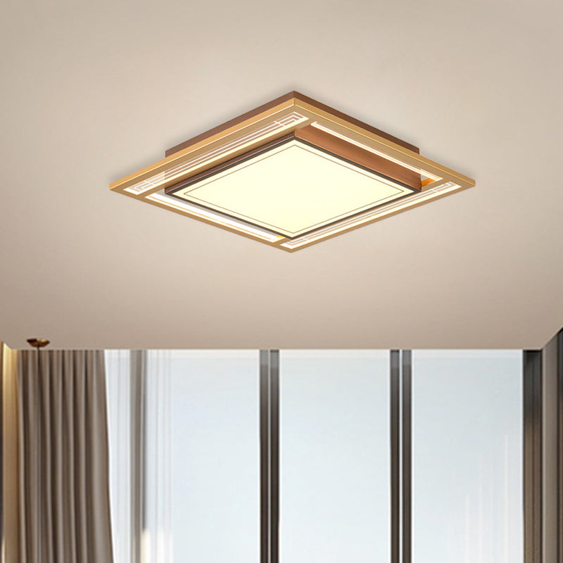 Brown Square/Rectangle Flush Mount Modernist LED Metallic Flush Ceiling Light Fixture, 21"/39" Length Clearhalo 'Ceiling Lights' 'Close To Ceiling Lights' 'Close to ceiling' 'Flush mount' Lighting' 787601