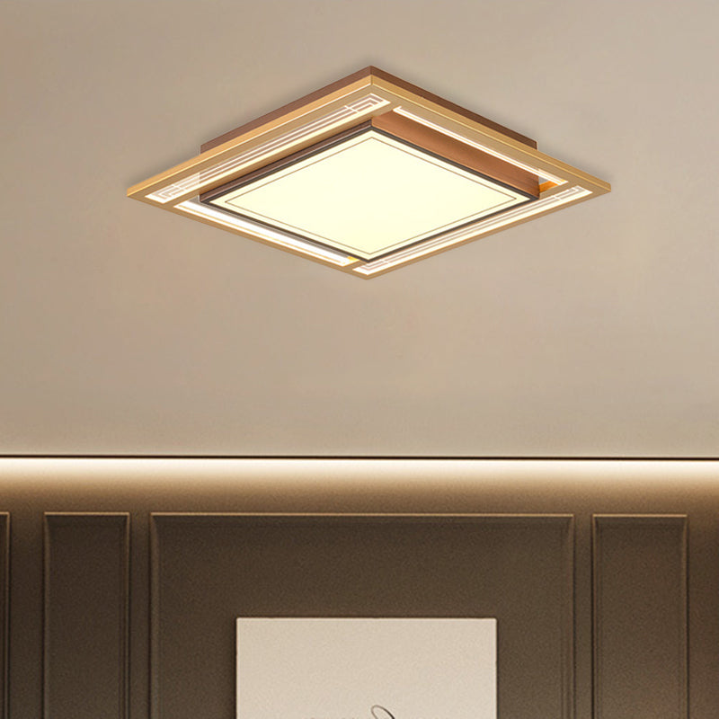 Brown Square/Rectangle Flush Mount Modernist LED Metallic Flush Ceiling Light Fixture, 21"/39" Length Clearhalo 'Ceiling Lights' 'Close To Ceiling Lights' 'Close to ceiling' 'Flush mount' Lighting' 787602