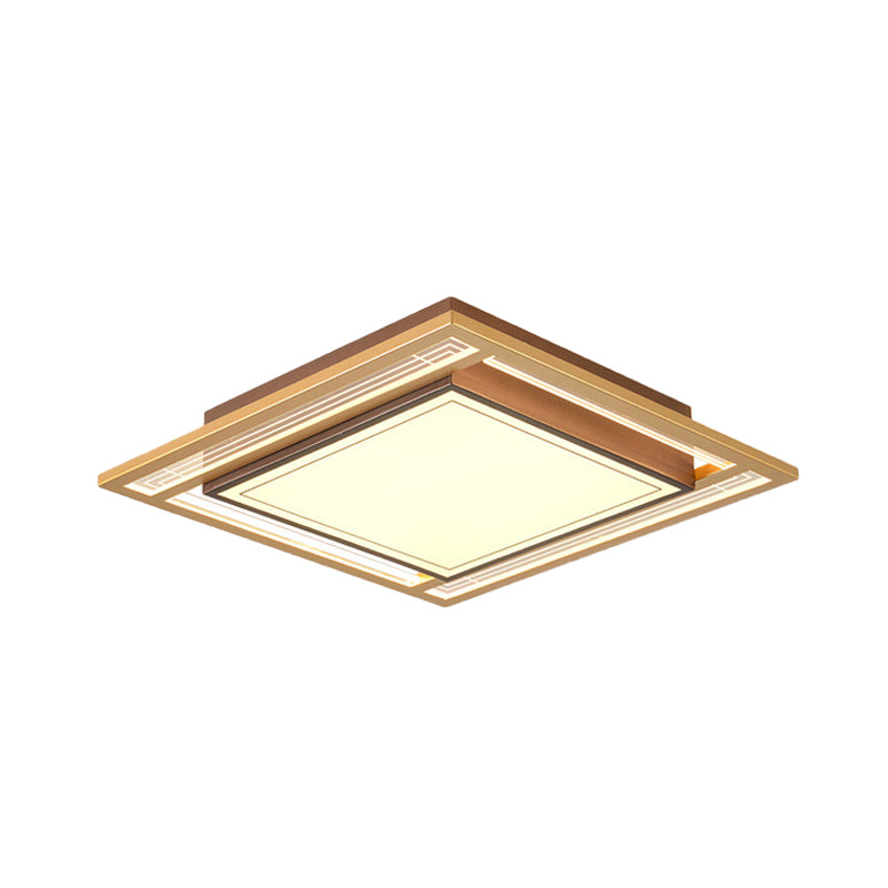 Brown Square/Rectangle Flush Mount Modernist LED Metallic Flush Ceiling Light Fixture, 21"/39" Length Clearhalo 'Ceiling Lights' 'Close To Ceiling Lights' 'Close to ceiling' 'Flush mount' Lighting' 787603