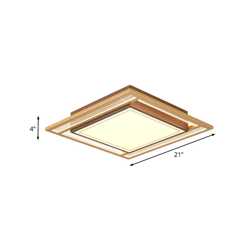 Brown Square/Rectangle Flush Mount Modernist LED Metallic Flush Ceiling Light Fixture, 21"/39" Length Clearhalo 'Ceiling Lights' 'Close To Ceiling Lights' 'Close to ceiling' 'Flush mount' Lighting' 787604