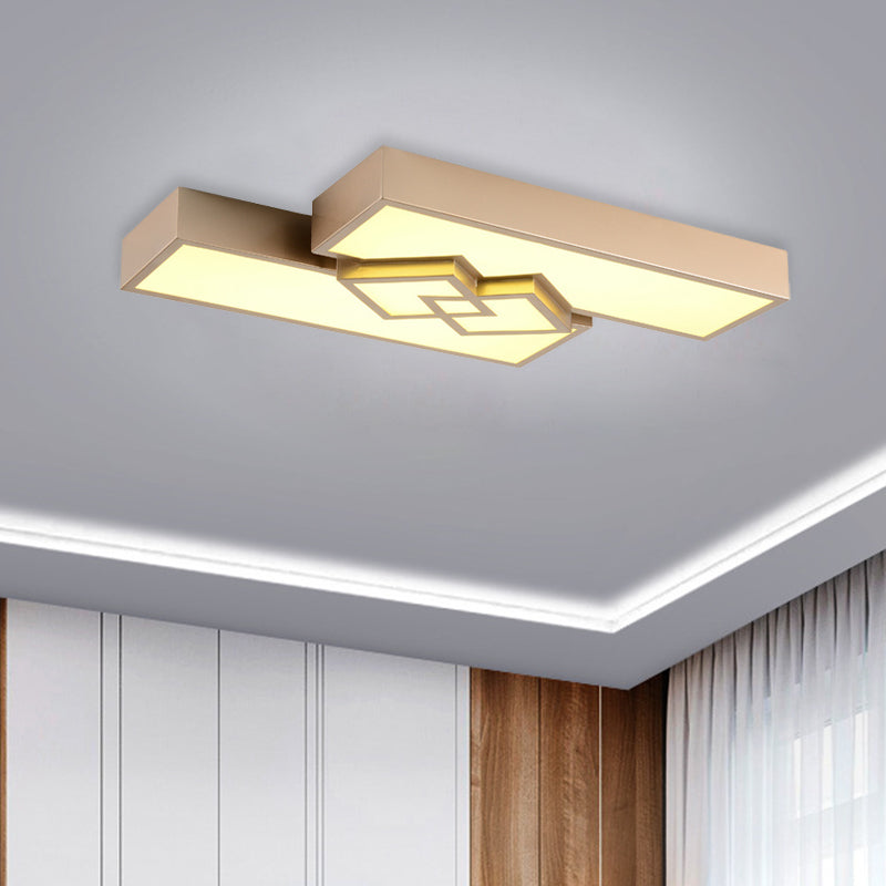 30"/39" L Rectangle Flushmount Lighting Modernist Metallic LED Gold Ceiling Mounted Fixture for Living Room Clearhalo 'Ceiling Lights' 'Close To Ceiling Lights' 'Close to ceiling' 'Flush mount' Lighting' 787606