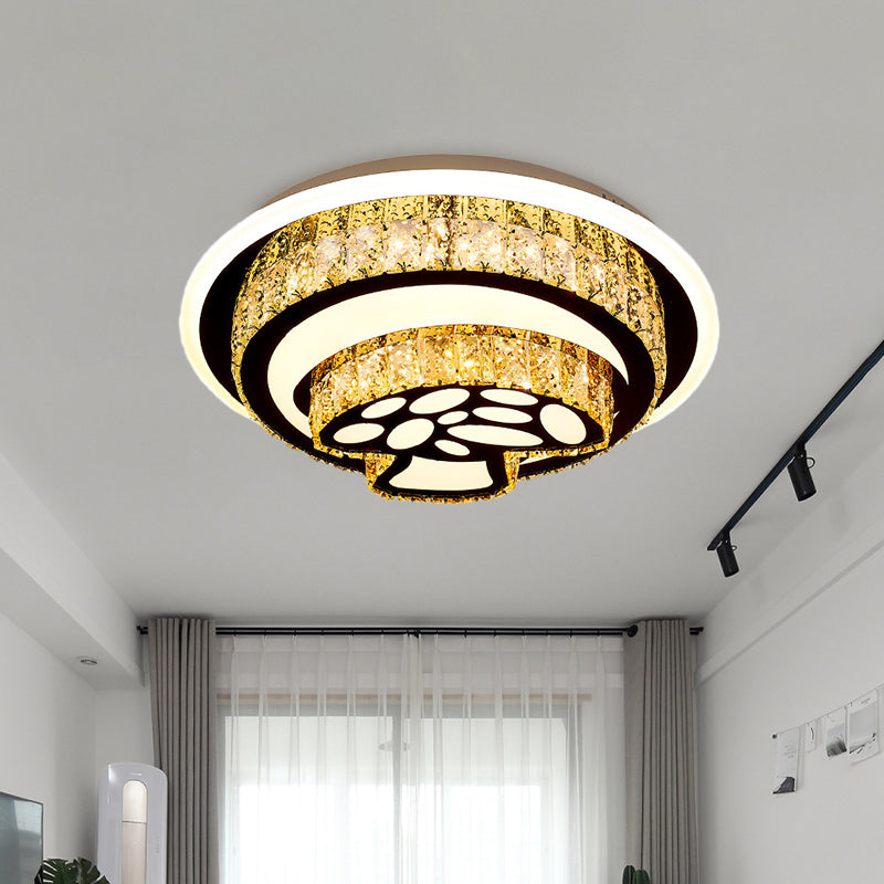 LED Flush Mount Ceiling Light Modern Loving Heart/Flower/Mushroom 2-Tier Crystal Inlaid Flushmount Lighting in Chrome Chrome C Clearhalo 'Ceiling Lights' 'Close To Ceiling Lights' 'Close to ceiling' 'Flush mount' Lighting' 787610