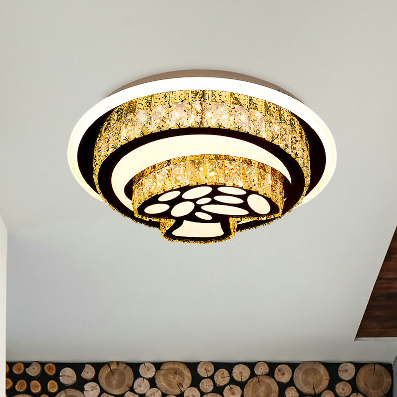 LED Flush Mount Ceiling Light Modern Loving Heart/Flower/Mushroom 2-Tier Crystal Inlaid Flushmount Lighting in Chrome Clearhalo 'Ceiling Lights' 'Close To Ceiling Lights' 'Close to ceiling' 'Flush mount' Lighting' 787611