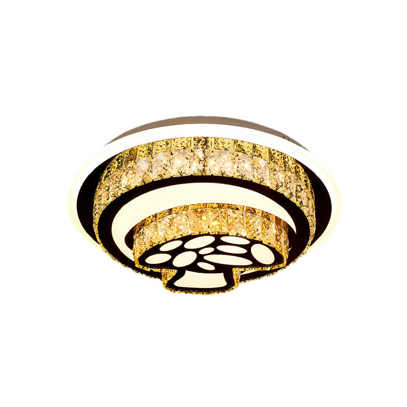 LED Flush Mount Ceiling Light Modern Loving Heart/Flower/Mushroom 2-Tier Crystal Inlaid Flushmount Lighting in Chrome Clearhalo 'Ceiling Lights' 'Close To Ceiling Lights' 'Close to ceiling' 'Flush mount' Lighting' 787612