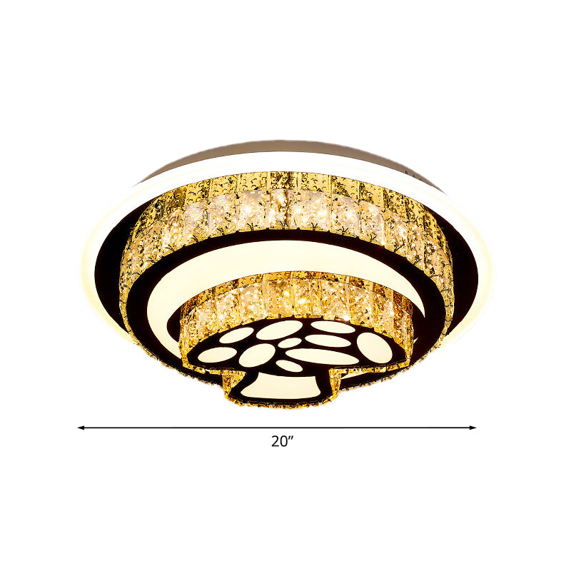 LED Flush Mount Ceiling Light Modern Loving Heart/Flower/Mushroom 2-Tier Crystal Inlaid Flushmount Lighting in Chrome Clearhalo 'Ceiling Lights' 'Close To Ceiling Lights' 'Close to ceiling' 'Flush mount' Lighting' 787613