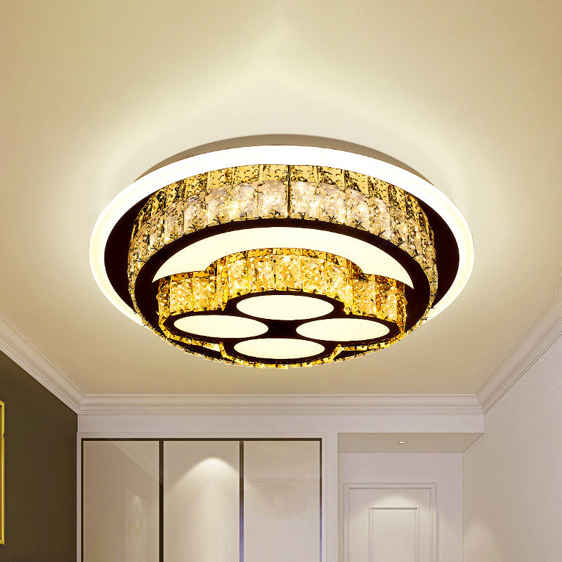 LED Flush Mount Ceiling Light Modern Loving Heart/Flower/Mushroom 2-Tier Crystal Inlaid Flushmount Lighting in Chrome Chrome B Clearhalo 'Ceiling Lights' 'Close To Ceiling Lights' 'Close to ceiling' 'Flush mount' Lighting' 787614