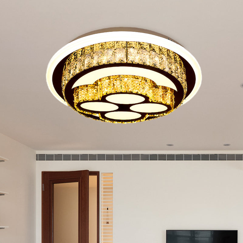 LED Flush Mount Ceiling Light Modern Loving Heart/Flower/Mushroom 2-Tier Crystal Inlaid Flushmount Lighting in Chrome Clearhalo 'Ceiling Lights' 'Close To Ceiling Lights' 'Close to ceiling' 'Flush mount' Lighting' 787616