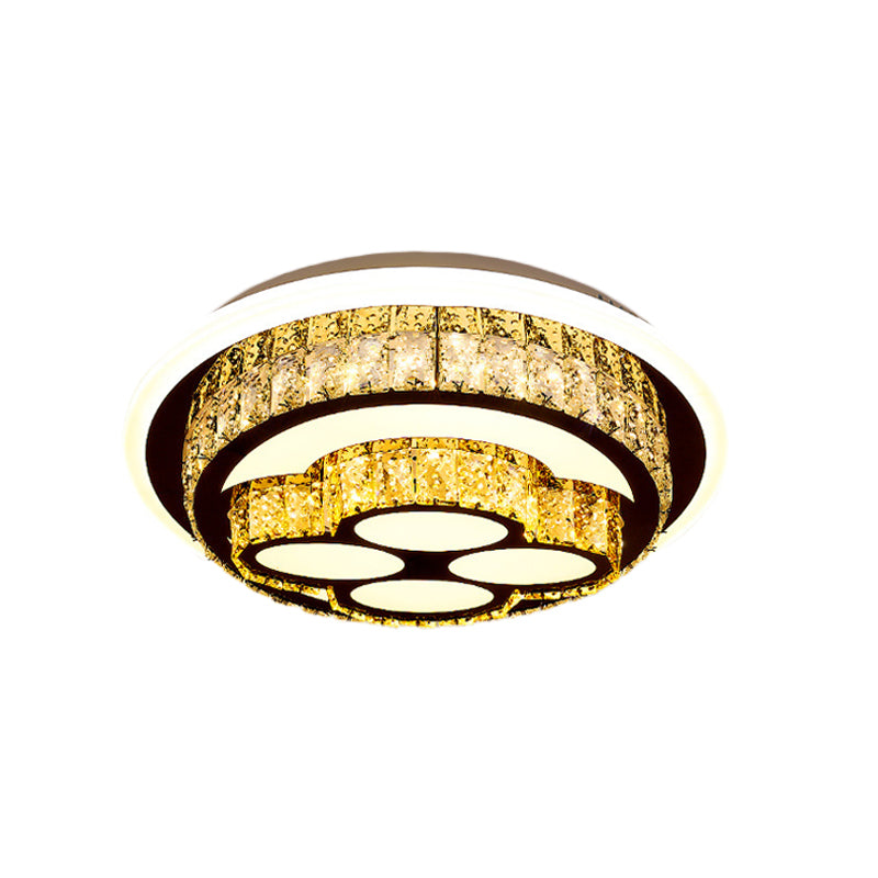 LED Flush Mount Ceiling Light Modern Loving Heart/Flower/Mushroom 2-Tier Crystal Inlaid Flushmount Lighting in Chrome Clearhalo 'Ceiling Lights' 'Close To Ceiling Lights' 'Close to ceiling' 'Flush mount' Lighting' 787617