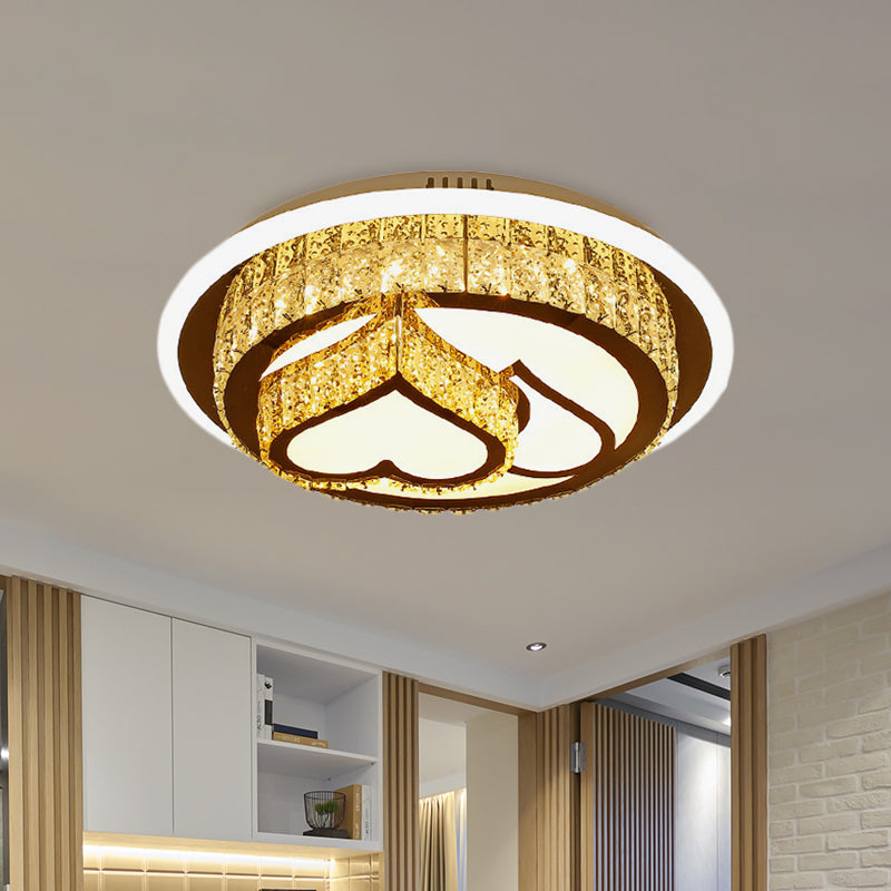 LED Flush Mount Ceiling Light Modern Loving Heart/Flower/Mushroom 2-Tier Crystal Inlaid Flushmount Lighting in Chrome Clearhalo 'Ceiling Lights' 'Close To Ceiling Lights' 'Close to ceiling' 'Flush mount' Lighting' 787621