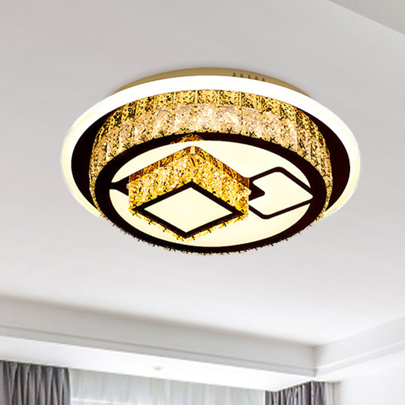 LED Flush Mount Ceiling Light Modern Loving Heart/Flower/Mushroom 2-Tier Crystal Inlaid Flushmount Lighting in Chrome Chrome D Clearhalo 'Ceiling Lights' 'Close To Ceiling Lights' 'Close to ceiling' 'Flush mount' Lighting' 787624